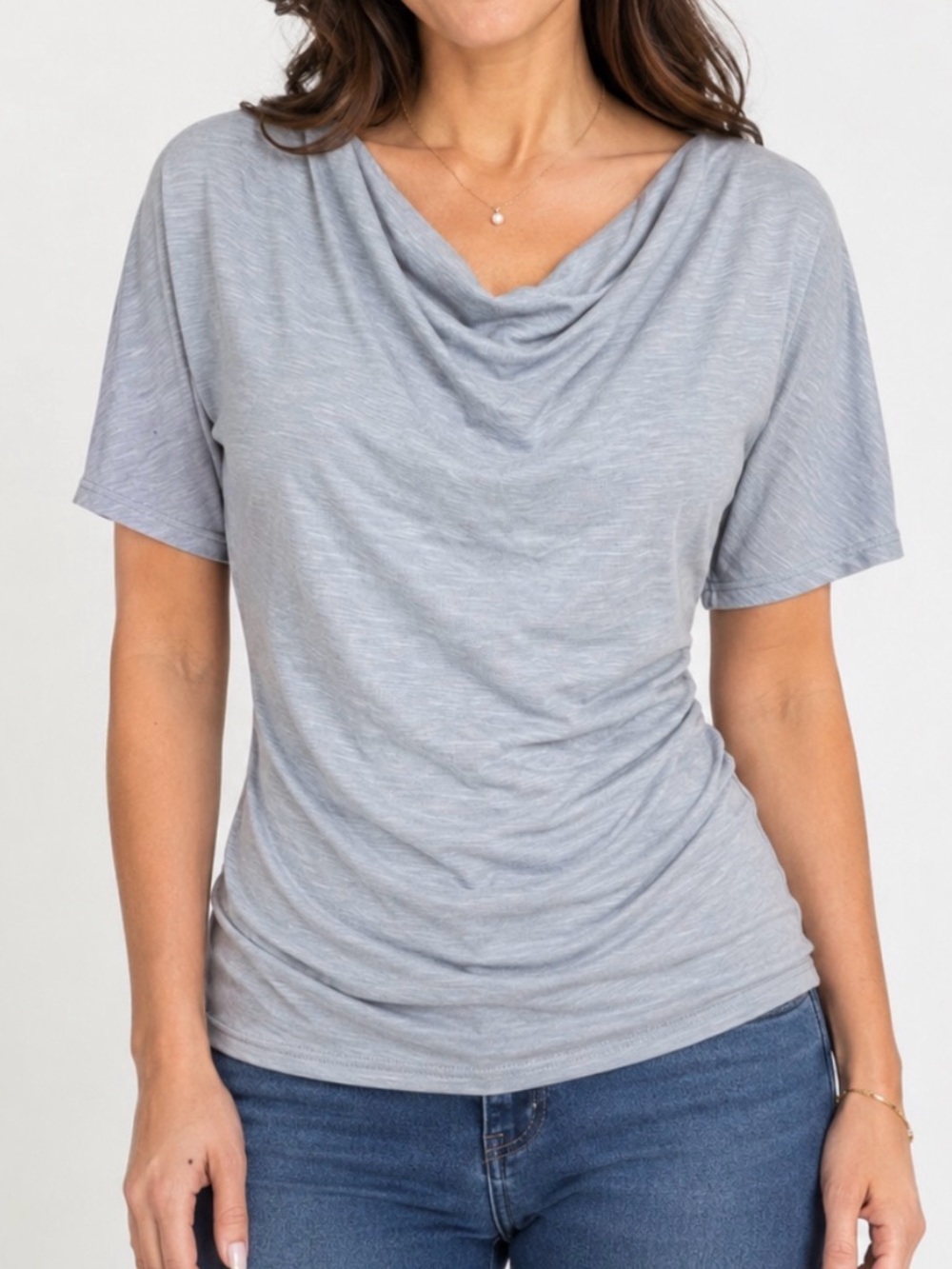 Green Envelope Los Angeles Gray Cowl Neck Ruched Top Size Small Minimalist‎